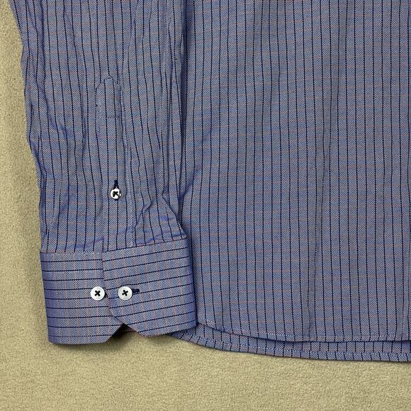 Luchiano‎ Visconti Shirt Mens XXL Blue Striped Casual Button Up Preppy Adult - Picture 3 of 10